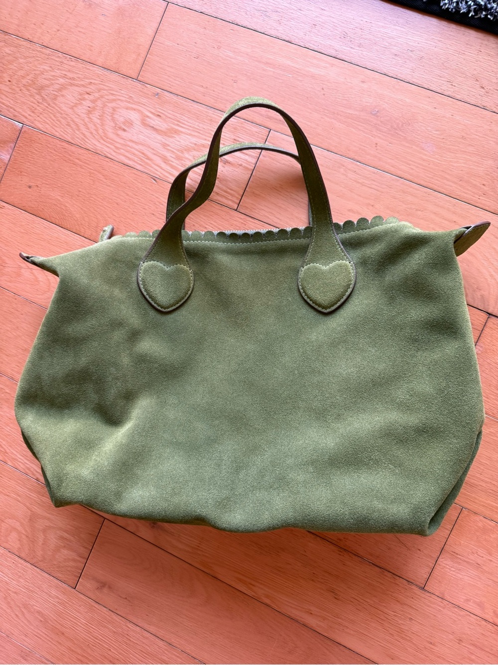 Stoney Clover Lane Suede Leather Pittsford Pouchette Shoulder Bag 29 - Olive - Picture 4 of 15